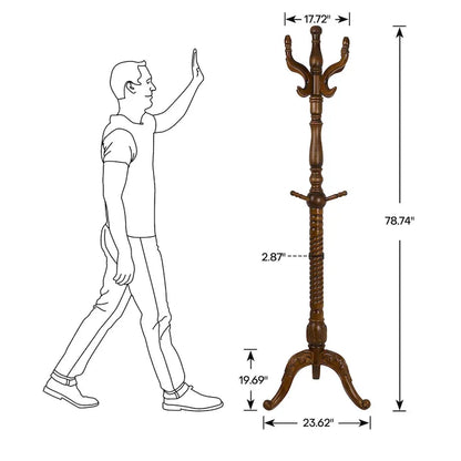 Creative Solid Ash Wood Freestanding Coat Rack with 8 Hooks