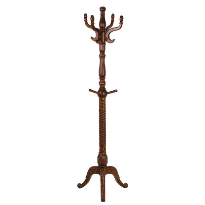 Creative Solid Ash Wood Freestanding Coat Rack with 8 Hooks