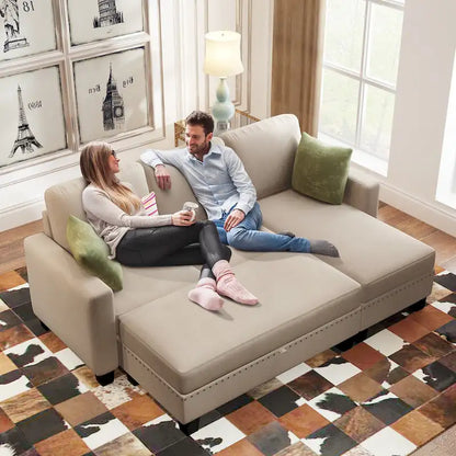 [New]81 Reversible Sectional Couch with Storage Chaise L-Shaped Sofa for Apartment Sectional Set ,Sectional Sofa with Ottoman,N