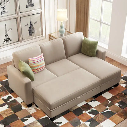 [New]81 Reversible Sectional Couch with Storage Chaise L-Shaped Sofa for Apartment Sectional Set ,Sectional Sofa with Ottoman,N