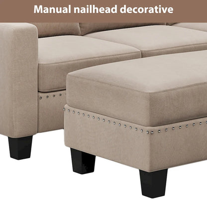 [New]81 Reversible Sectional Couch with Storage Chaise L-Shaped Sofa for Apartment Sectional Set ,Sectional Sofa with Ottoman,N