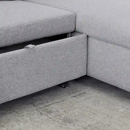 FX 78.8 Reversible Sleeper Combo Sofa with Pullout Bed, Comfortable Linen L-Shaped Combo Sofa Sofa Bed, Living Room Furniture S