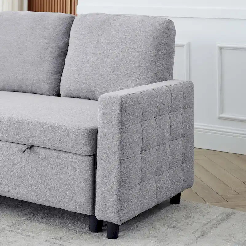 FX 78.8 Reversible Sleeper Combo Sofa with Pullout Bed, Comfortable Linen L-Shaped Combo Sofa Sofa Bed, Living Room Furniture S