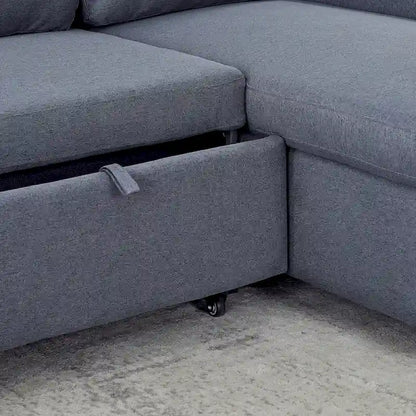 FX 78.8 Reversible Sleeper Combo Sofa with Pullout Bed, Comfortable Linen L-Shaped Combo Sofa Sofa Bed, Living Room Furniture S