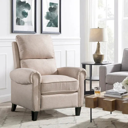 Chenille Upholstered Push Back Recliner with Solid Footrest