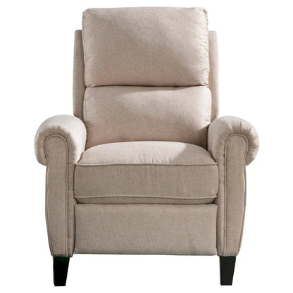 Chenille Upholstered Push Back Recliner with Solid Footrest