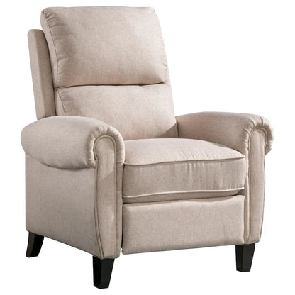 Chenille Upholstered Push Back Recliner with Solid Footrest