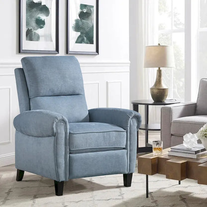 Chenille Upholstered Push Back Recliner with Solid Footrest