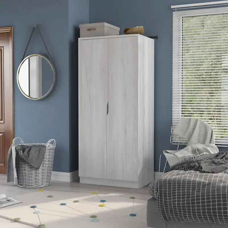 Furniture of America Vidal Modern Wardrobe Armoire with 2-door