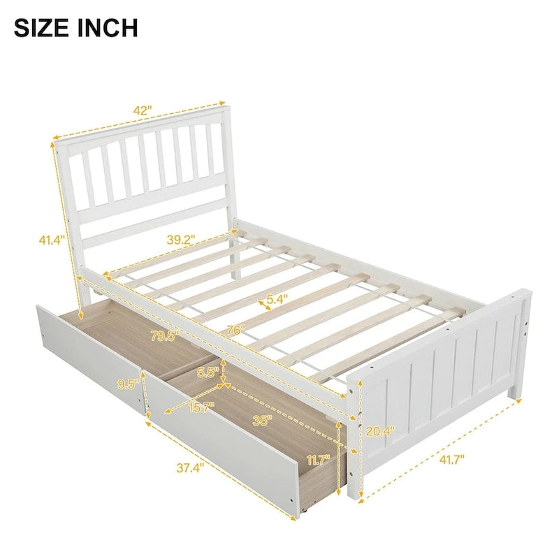 Merax Twin-size Platform Bed with 2 Storage Drawers