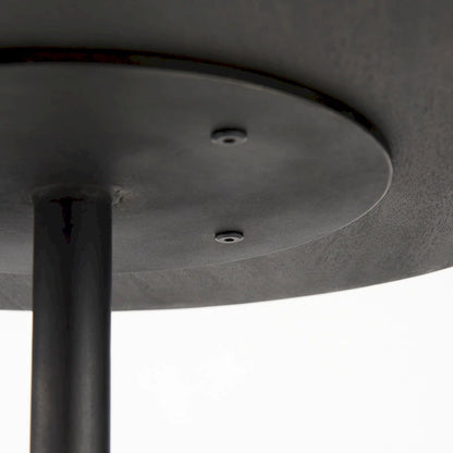 Maxwell Dark Brown Wood w/Black Metal Pedestal Round Side Table