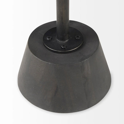 Maxwell Dark Brown Wood w/Black Metal Pedestal Round Side Table