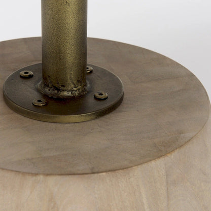 Maxwell Dark Brown Wood w/Black Metal Pedestal Round Side Table