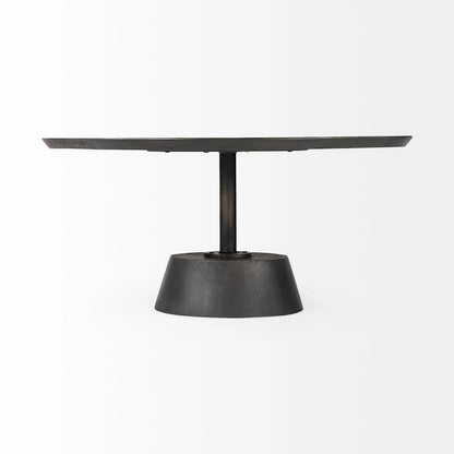 Maxwell Dark Brown Wood w/Black Metal Pedestal Round Side Table