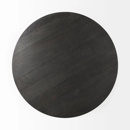 Maxwell Dark Brown Wood w/Black Metal Pedestal Round Side Table