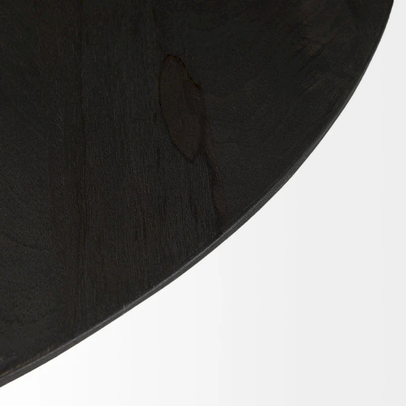 Maxwell Dark Brown Wood w/Black Metal Pedestal Round Side Table