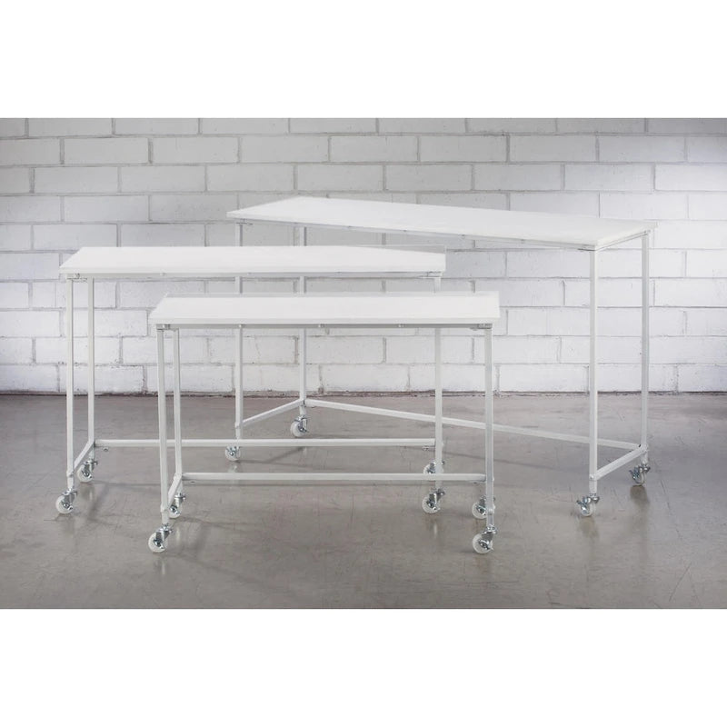 3 Piece White Nesting Tables with Casters