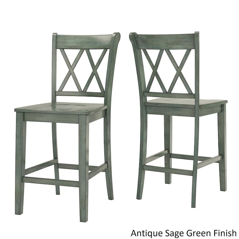 Elena Antique Sage Green Extendable Counter Height Dining Set with Double X Back Chairs by iNSPIRE Q Classic