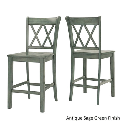Elena Antique Sage Green Extendable Counter Height Dining Set with Double X Back Chairs by iNSPIRE Q Classic