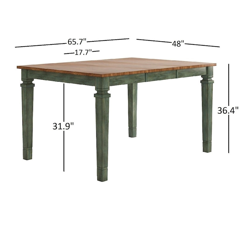 Elena Antique Sage Green Extendable Counter Height Dining Set with Double X Back Chairs by iNSPIRE Q Classic