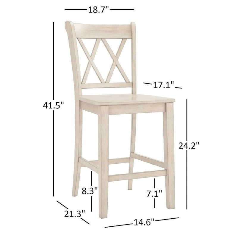 Elena Antique Sage Green Extendable Counter Height Dining Set with Double X Back Chairs by iNSPIRE Q Classic