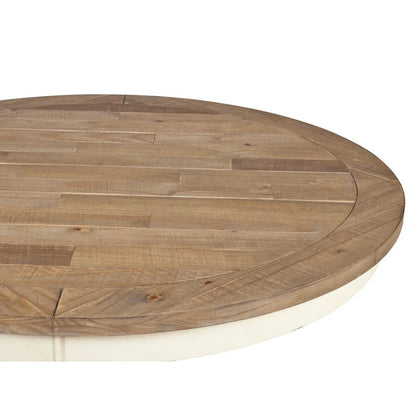 Roundhill Furniture Prato Round Antique White and Distressed Oak Two-tone Finish Wood Dining Table