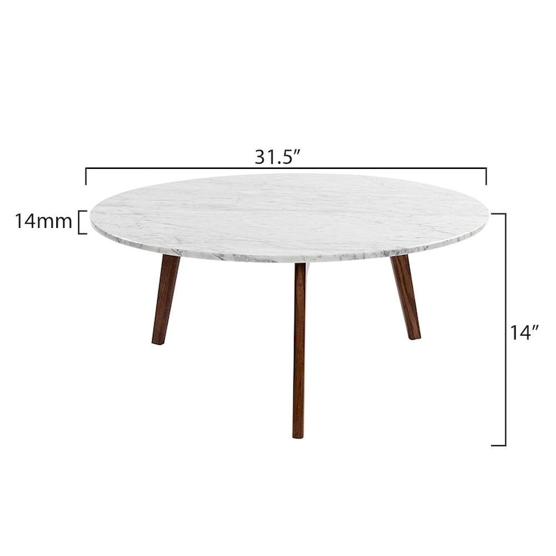 White Carrara Italian Marble Coffee Table