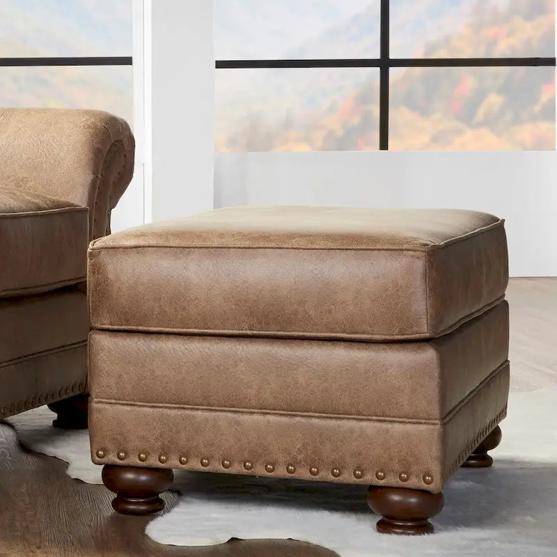 Roundhill Furniture Leinster Fabric Arm Chair and Ottoman in Jetson Ginger