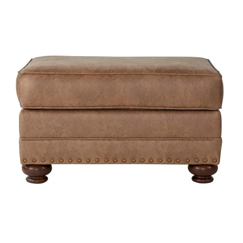 Roundhill Furniture Leinster Fabric Arm Chair and Ottoman in Jetson Ginger