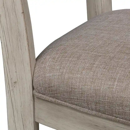 Farmhouse Reimagined Antique White Ladder Back Upholstered Side Chair (Set of 2)