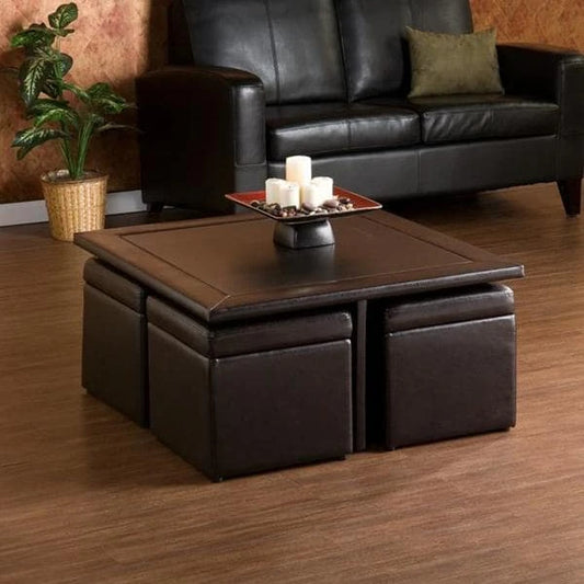 SEI Furniture Crestfield Dark Brown Coffee Table/ Storage Ottoman Set