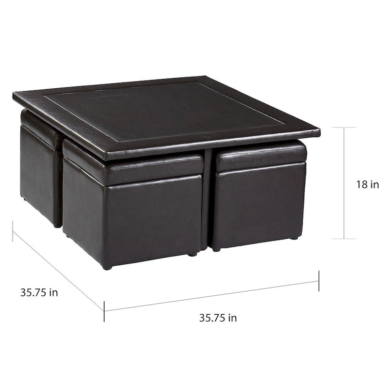 SEI Furniture Crestfield Dark Brown Coffee Table/ Storage Ottoman Set