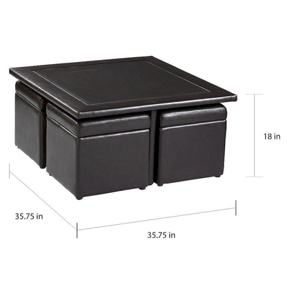 SEI Furniture Crestfield Dark Brown Coffee Table/ Storage Ottoman Set