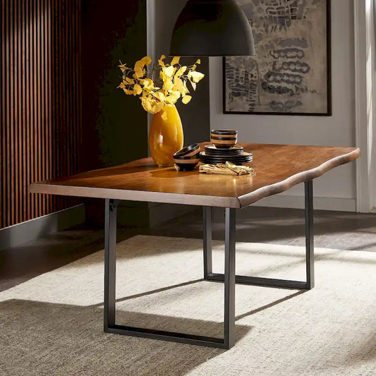 Banyan Live Edge Wood and Metal Sled Base Dining Table by iNSPIRE Q Artisan