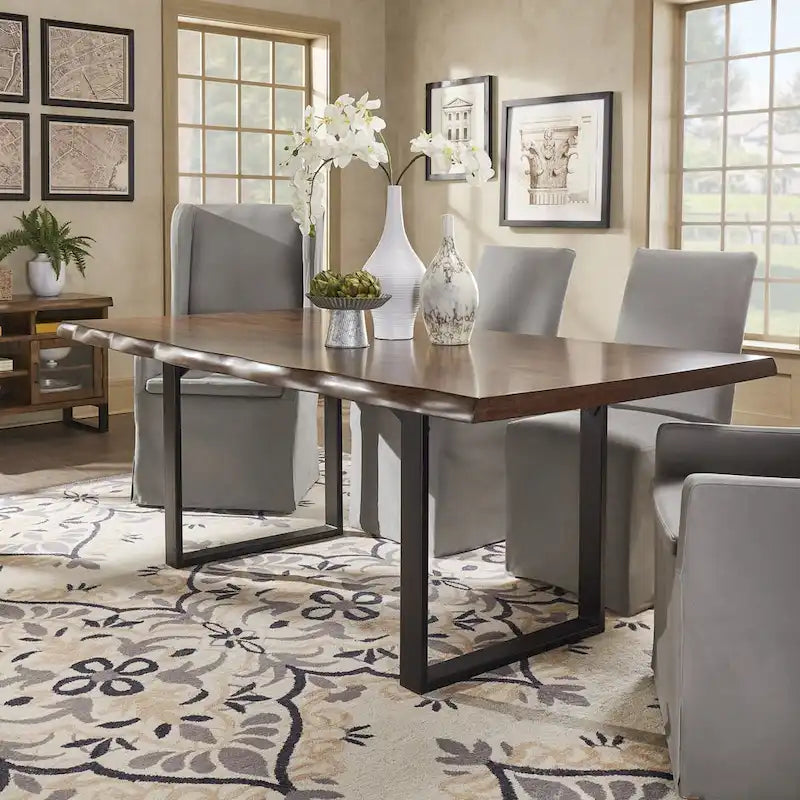 Banyan Live Edge Wood and Metal Sled Base Dining Table by iNSPIRE Q Artisan