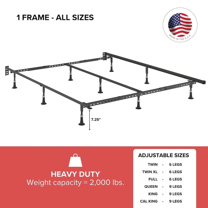 E3 Premium Adjustable Bed Frame with Glides