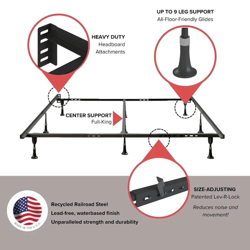 E3 Premium Adjustable Bed Frame with Glides