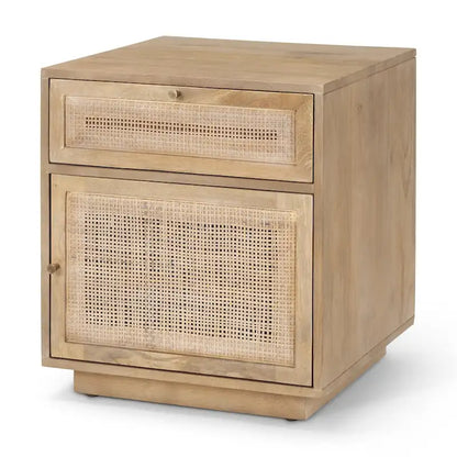 Grier Light Brown Wood w/ Cane Accent Table