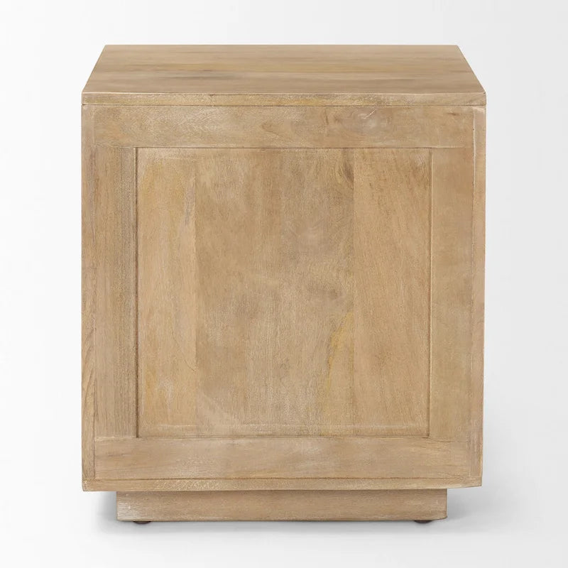 Grier Light Brown Wood w/ Cane Accent Table