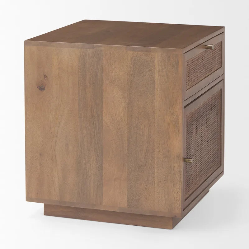 Grier Light Brown Wood w/ Cane Accent Table
