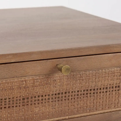 Grier Light Brown Wood w/ Cane Accent Table