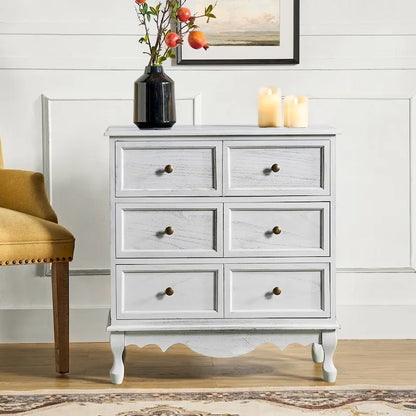 Pallantium Farmhouse 30Tall Distressed 3-Drawer Nightstand With Solid Wood Legs and Adjustable Feet by HULALA HOME