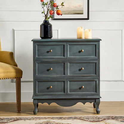 Pallantium Farmhouse 30Tall Distressed 3-Drawer Nightstand With Solid Wood Legs and Adjustable Feet by HULALA HOME