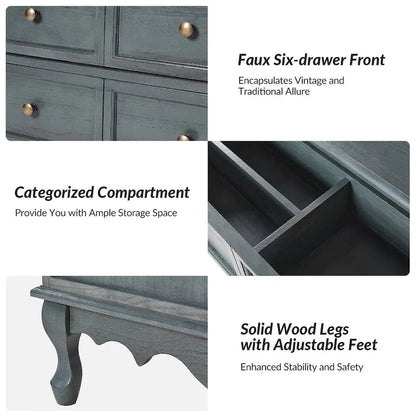 Pallantium Farmhouse 30Tall Distressed 3-Drawer Nightstand With Solid Wood Legs and Adjustable Feet by HULALA HOME