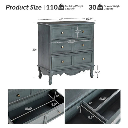Pallantium Farmhouse 30Tall Distressed 3-Drawer Nightstand With Solid Wood Legs and Adjustable Feet by HULALA HOME