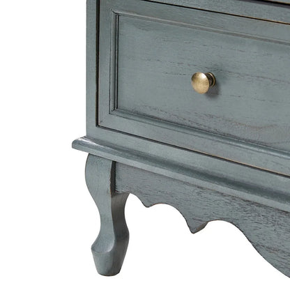 Pallantium Farmhouse 30Tall Distressed 3-Drawer Nightstand With Solid Wood Legs and Adjustable Feet by HULALA HOME
