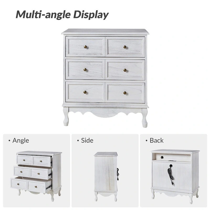 Pallantium Farmhouse 30Tall Distressed 3-Drawer Nightstand With Solid Wood Legs and Adjustable Feet by HULALA HOME