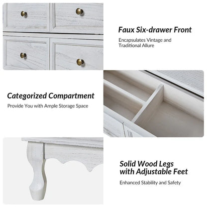 Pallantium Farmhouse 30Tall Distressed 3-Drawer Nightstand With Solid Wood Legs and Adjustable Feet by HULALA HOME