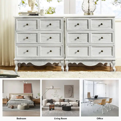 Pallantium Farmhouse 30Tall Distressed 3-Drawer Nightstand With Solid Wood Legs and Adjustable Feet by HULALA HOME