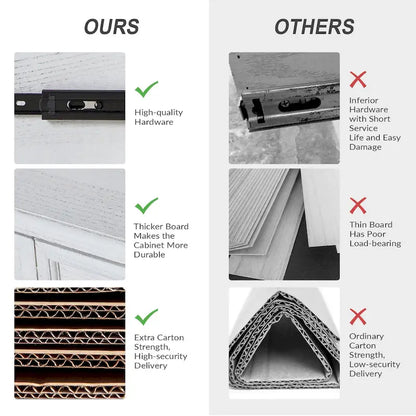 Pallantium Farmhouse 30Tall Distressed 3-Drawer Nightstand With Solid Wood Legs and Adjustable Feet by HULALA HOME